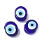 Handmade Evil Eye Lampwork Beads, Oval, Medium Blue, 16~17x20~21x8~11mm, Hole: 3~3.5mm