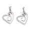 Rhodium Plated 925 Sterling Silver Micro Pave Clear Cubic Zirconia Pendants, Double Heart Charms wit 925 Stamp, Real Platinum Plated, 22x17x2mm, Hole: 3x4.5mm, Small Heart: 10x7.5x0.8