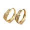 Brass Micro Pave Cubic Zirconia Dangle Hoop Earrings, Light Gold, 28x9.5mm
