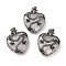 Natural Quartz Crystal Pendants, Heart Charms, with Rack Plating Antique Silver Tone Alloy Dragon Findings, 41~41.5x31.5~32x11.5mm, Hole: 6.5x8.5mm