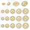 15Pcs 5 Styles 1-Hole Alloy Shank Buttons, with Rhinestone, Flat Round with Clover, Light Gold, 11.5~23x6.5~8.5mm, Hole: 2mm, 3pcs/style