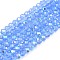 Electroplate Glass Beads Strands, Half Rainbow Plated, Faceted, Rondelle, Cornflower Blue, 2.9~3.3x2mm, Hole: 0.8mm, about 135~140pcs/strand, 32~34cm