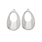 304 Stainless Steel Pendants, Teardrop Charms, Anti-Tarnish, Stainless Steel Color, 35x19.5x2.5mm, Hole: 1.8mm