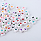 Opaque Acrylic Beads, Flat Round with Heart Pattern, Mixed Color, 7x7x3.5mm, Hole: 1.8mm, about 3600pcs/500g