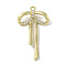 Brass Micro Pave Cubic Zirconia Pendant
s, Long-Lasting Plated Bowknot, Real 14K Gold Plated, 27x15.5x3.4mm, Hole: 1.4mm