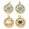 Rack Plating Brass Micro Pave Clear Cubic Zirconia Pendants, with Opal, Cadmium Free & Lead Free, Long-Lasting Plated, Real 18K Gold Plated, Flat Round, Mixed Color, 21x18.5x3.5mm, Hole: 3mm