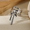304 Stainless Steel Open Cuff Rings for Women, Stainless Steel Color, Bowknot, 33.5mm