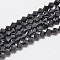 Opaque Solid Color Imitation Jade Glass Beads Strands, Faceted, Bicone, Black, 3.5~3.8x3mm, Hole: 0.8mm, about 107~110pcs/strand, 32.5~34cm