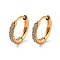 Ion Plating(IP) 316 Surgical Stainless Steel Pave Clear Cubic Zirconia Hoop Earrings Women, Golden, 12x2mm
