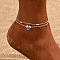 Glass Seed Beaded Anklets, Heart Alloy Charms Anklets, Silver, 8-1/4 inch(210mm)