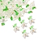 50Pcs Transparent Acrylic Pendants, Flower, with Brass Findings, Lime, 16mm, Hole: 2mm, 50pcs/set