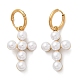 Пластиковые серьги-подвески из нержавеющей стали 304 с жемчугом EJEW-U044-01G-4