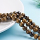Круглые тигровый глаз бисер пряди Z0RQT013-4
