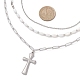 Женское ожерелье с подвеской-крестом из нержавеющей стали 304 NJEW-JN05481-3