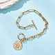 Плоские круглые браслеты с подвесками в виде солнца 201 из нержавеющей стали BJEW-JB12679-4
