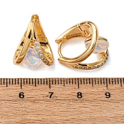 Серьги-кольца в форме сердца из латуни с микропаве из кубического циркония EJEW-F384-12G