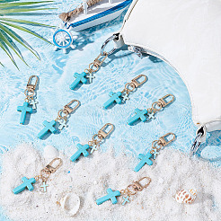 20 шт. подвеска-крест из синтетической бирюзы и сплава эмали HJEW-NB00254