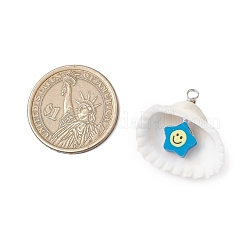 Подвески из полимерной глины ручной работы в виде натуральной ракушки и улыбающегося лица PALLOY-JF03802-01