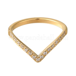 Ионное покрытие (ip) 304 нержавеющая сталь микропаве прозрачный кубический цирконий V-образные кольца для женщин RJEW-B066-04G