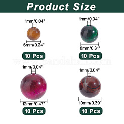 40 шт. 4 размера натуральных бусин тигрового глаза G-AR0005-07