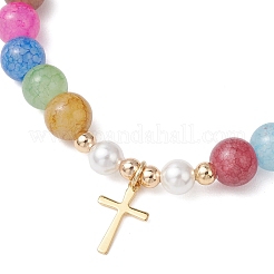 Браслеты с подвесками в виде маленького крестика из нержавеющей стали 304&nbsp;BJEW-JB13329