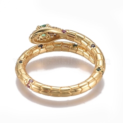 Латунные микро проложить манжеты кольца кубического циркония RJEW-G108-03G