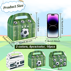 16 шт. 2-цветные бумажные коробки с футбольным принтом и отверстием для ручки CON-OC0001-62