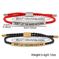2 шт. Браслет с мотивационной цитатой из нержавеющей стали 304 с подвеской «Не позволяй трудным дням победить»&nbsp;FG5463-4