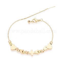 Регулируемые браслеты-слайдеры из латунных бусин для женщин BJEW-T022-19G