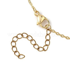 Ожерелья-цепочки из латуни с белыми и синими цветами в виде овального кулона из фарфора для женщин&nbsp;NJEW-JN05675