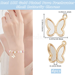 4 шт. латунные подвески-бабочки из пресноводных ракушек&nbsp;KK-BBC0016-61