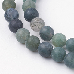 Природные моховой агат нитей бисера&nbsp;G-G735-62F-6mm