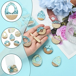 16шт 8 стиля подвески из прозрачной смолы и белого дерева&nbsp;RESI-FS0001-82