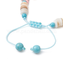 Синтетическая бирюза и натуральные пресноводные ракушки плетеные браслеты из бусин для женщин BJEW-JB12023