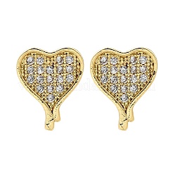 Сердце из латуни микро проложить кубического циркония шпильки уха EJEW-D304-35P