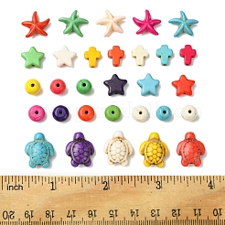 100шт. набор из 6-х видов синтетических бирюзовых бусин TURQ-FS0001-05