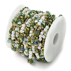 10 м ионное покрытие (IP) 304 нержавеющая сталь и АБС-пластик жемчужные бусины и стеклянные звенья-бабочки CHS-G035-04G-05