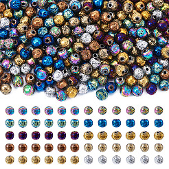 250 шт. 10 цвета гальванические натуральные бусины из вулканического камня&nbsp;G-PJ0001-03A