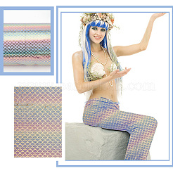 Блестящая голограмма из полиэстера с принтом русалки из рыбьей чешуи DIY-WH0304-480