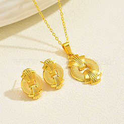 Комплект из латунного кольца с подвеской и серег-гвоздиков для женщин&nbsp;PL1796