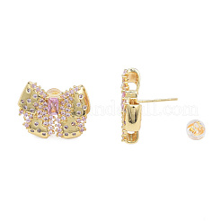 Серьги-гвоздики с кубическим цирконием и бантом EJEW-N011-66