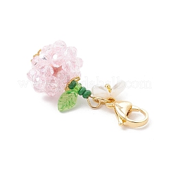 Подвесные украшения из синтетической императорской яшмы и стеклянных бусин с фруктовыми и цветочными узорами&nbsp;HJEW-MZ00307-02