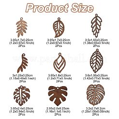 18 шт. подвески из натурального орехового дерева в 9 стилях WOOD-FS0001-48