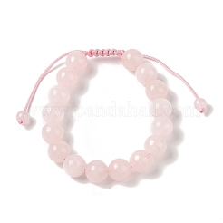 Браслеты из плетеных бусин круглой формы из розового кварца диаметром 10 мм BJEW-C067-01C-20