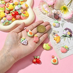 55 шт. 11 стиля непрозрачной смолы декоден цветок и фрукты кабошоны&nbsp;RESI-CJ0004-10