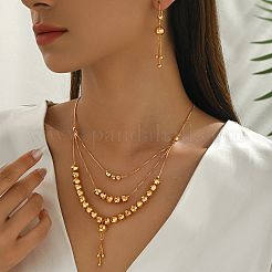 Винтажное латунное многослойное ожерелье и серьги с круглыми бусинами и кисточками для женщин.&nbsp;JG6076