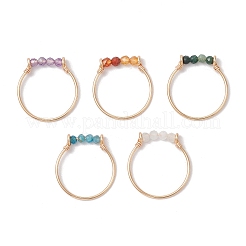 Кольца с бусинами из натурального апатита RJEW-TA00187