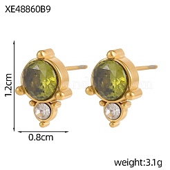 Серьги-гвоздики из нержавеющей стали 304 с кубическим цирконием&nbsp;STAS-OY009-15G