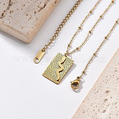 304 нержавеющая сталь прямоугольный кулон в виде змеи спутниковое ожерелье цепь для женщин&nbsp;NJEW-F332-01G