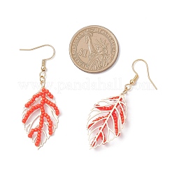 Серьги-подвески из стеклянных бусин ручной работы&nbsp;EJEW-MZ00563-02